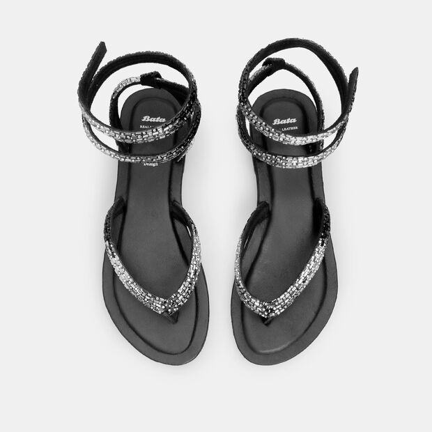 Sandalo da donna in pelle, Nero