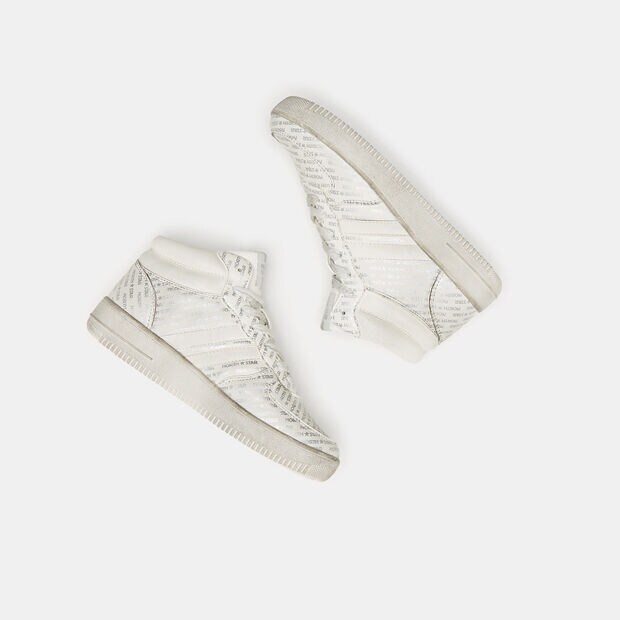 Sneaker platform effetto used, Bianco