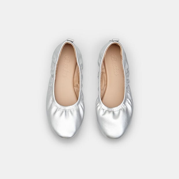 Ballerina flat elasticizzata da donna , Argento