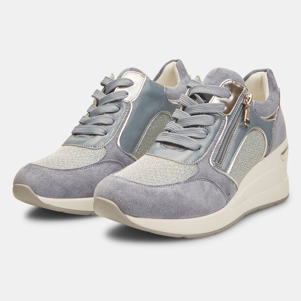 Sneaker da donna con suola platform e zip , Blu