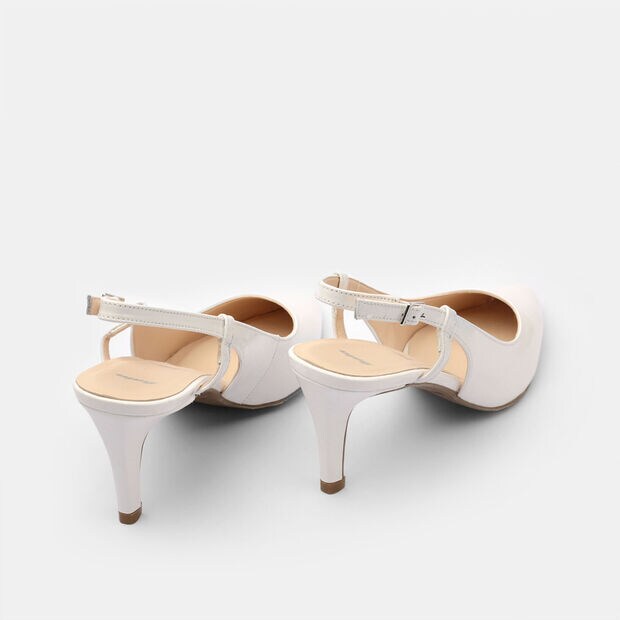 Slingback da donna in pelle con tacco 9 cm, Bianco