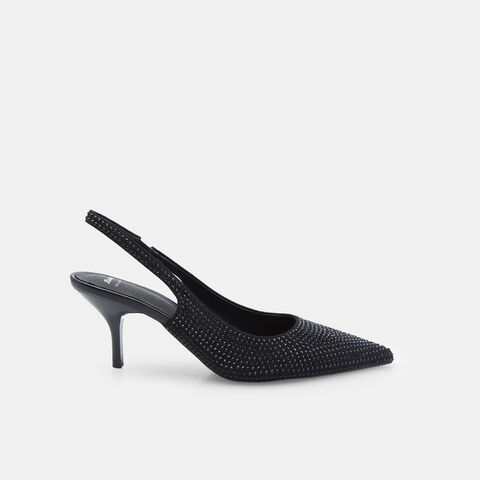Decollete slingback con tacco e punta Bata, Nero
