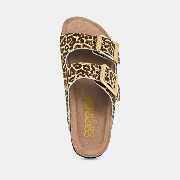Sandalo con doppia fascia con fibbia Colors of California, Animalier
