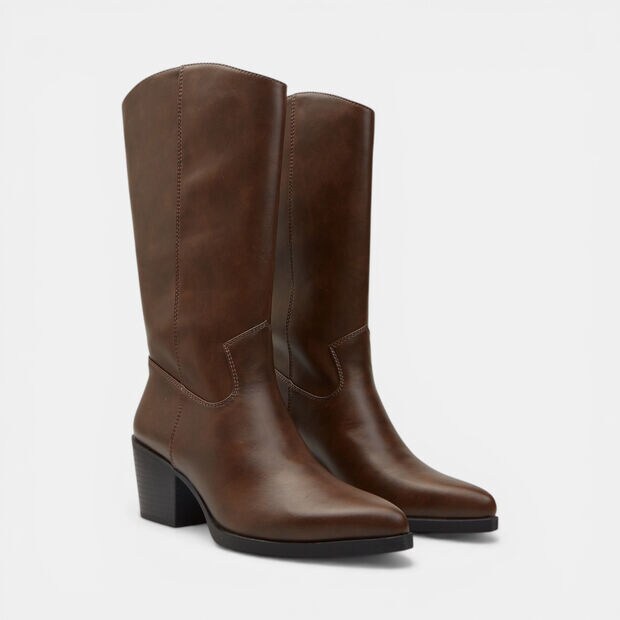 Stivale western da donna con tacco Bata, Marrone