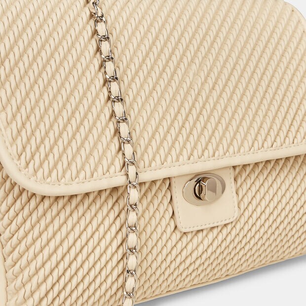 Borsa a tracolla da donna con catena, Bianco