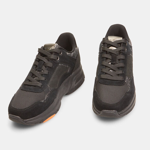 Sneaker donna in suede con suola comfy, Nero