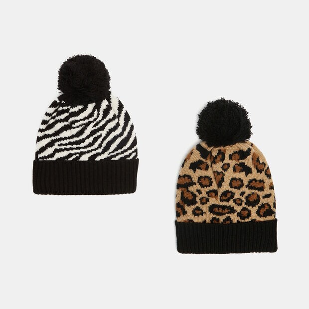 Cappello in maglia con pom pon, Multicolor