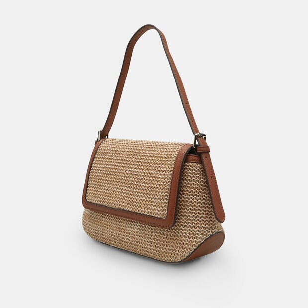 Borsa a spalla in rafia da donna Bata, Tan