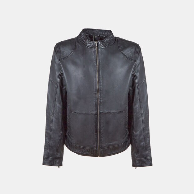 Biker da uomo in pelle, Nero