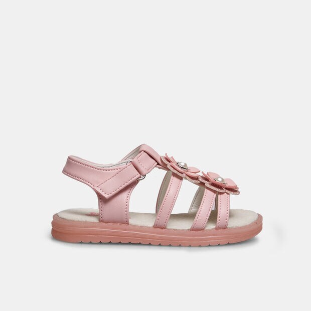 Sandali da bambina con fiori applicati, 