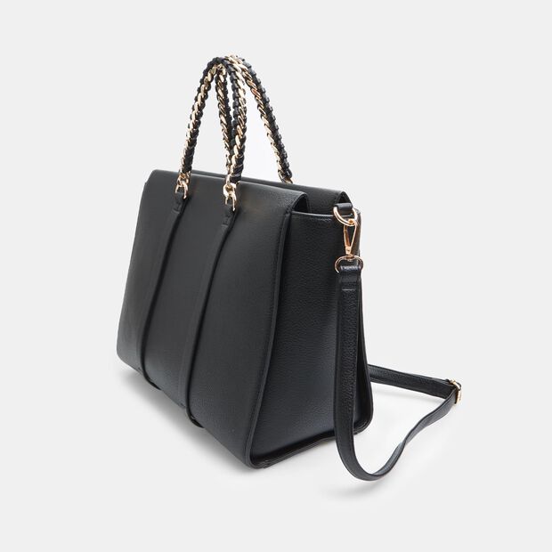 Shopper da donna con manico a catena, Nero