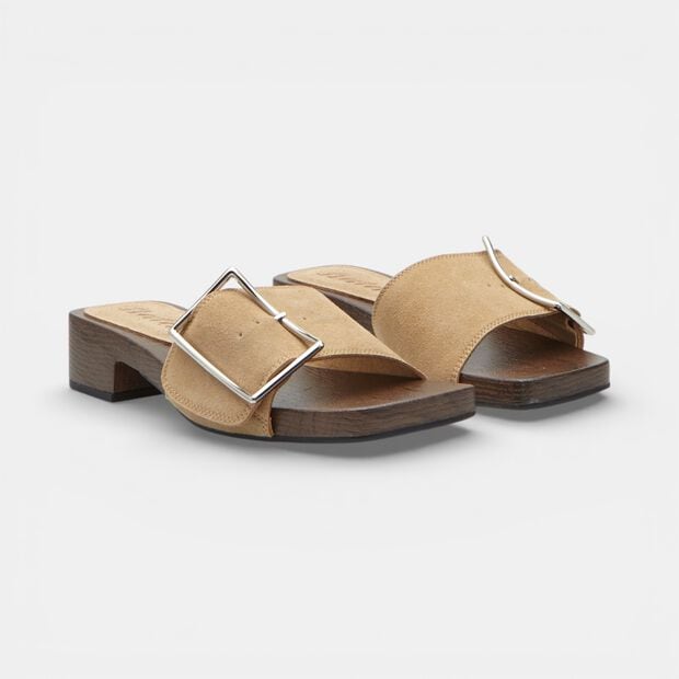 Mule da donna con tacco e fascia Bata, Marrone