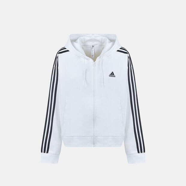 Felpa da donna adidas con zip e cappuccio, Bianco
