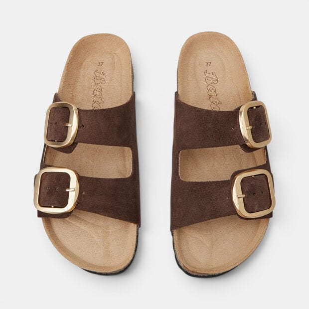 Sandali con doppia fascia da donna Bata, Marrone