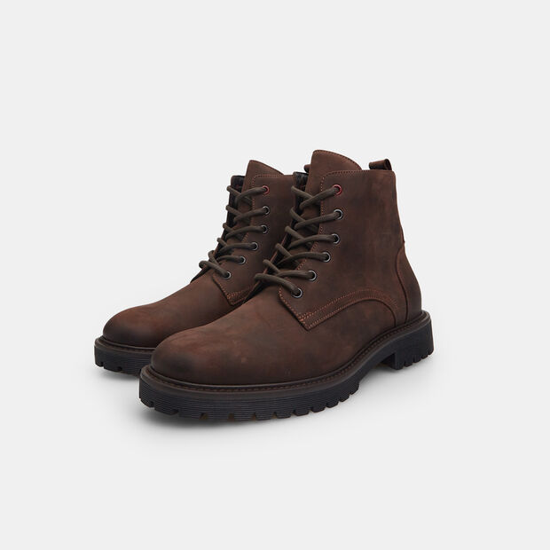 Stivaletto da uomo in pelle con suola track, Marrone