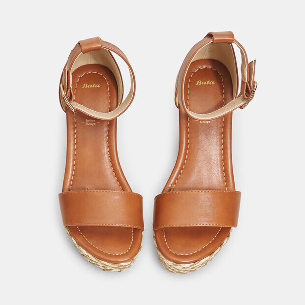 Sandali da donna con zeppa , Marrone