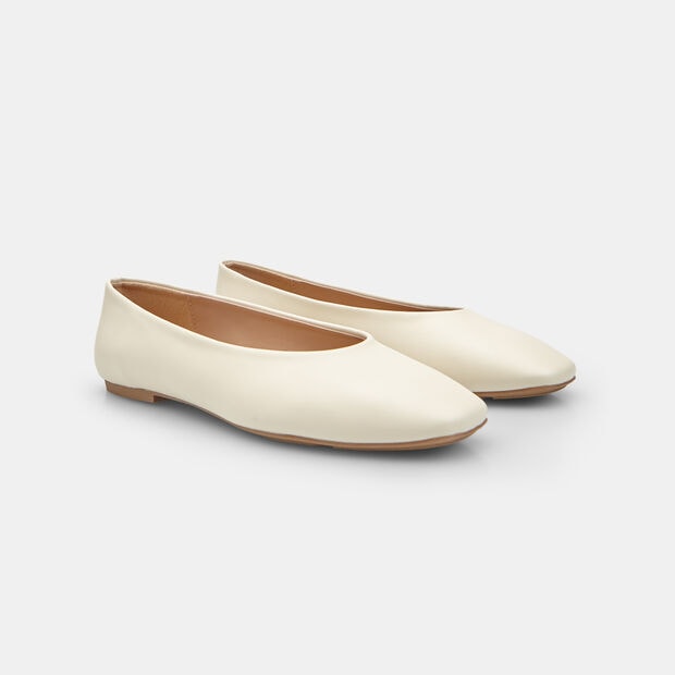 Ballerina flat da donna con punta quadrata, Bianco