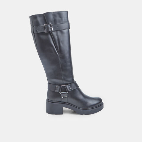 Stivale in pelle con fascia e fibbia Bata, Nero