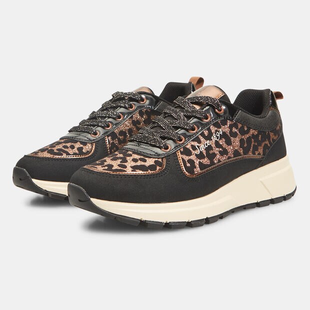 Sneaker da donna con stampa animalier e glitter , 