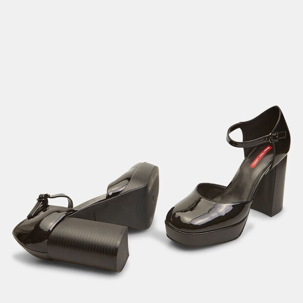 D&eacute;coll&eacute;tte con tacco largo e plateau, Nero