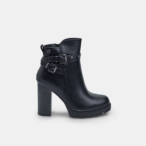 Stivaletto da donna con tacco e fibbie Refresh, Nero