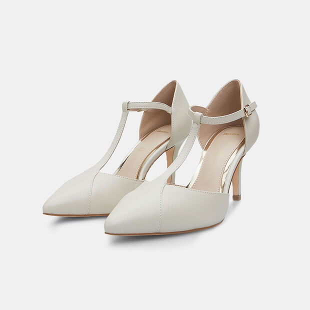D&eacute;collet&eacute; T-Bar da donna in pelle con tacco 8 cm BATA, 