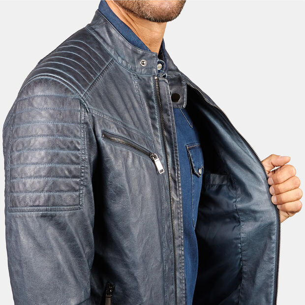 Giacca biker da uomo effetto pelle, 