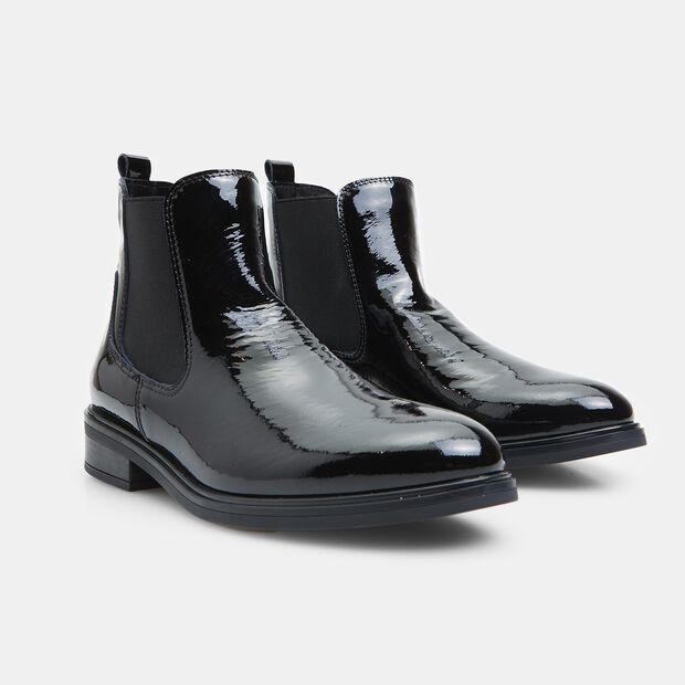 Stivaletti Chelsea da Donna in Pelle Verniciata, Nero