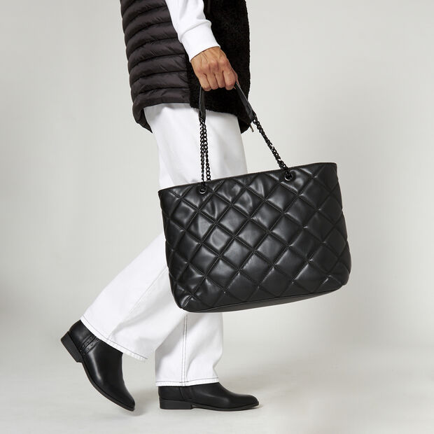 Borsa shopper effetto trapuntato, Nero