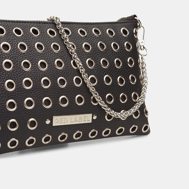 Pochette da donna Bata Red Label con tracolla a catena e borchie , Nero
