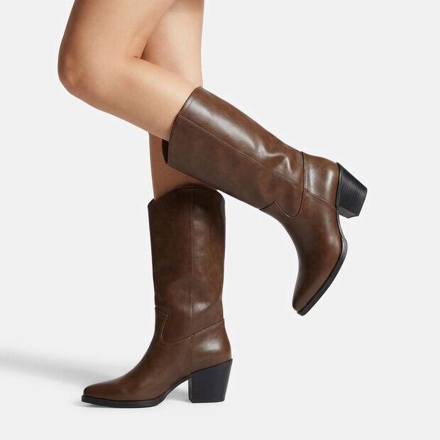 Stivale western da donna con tacco Bata, Marrone
