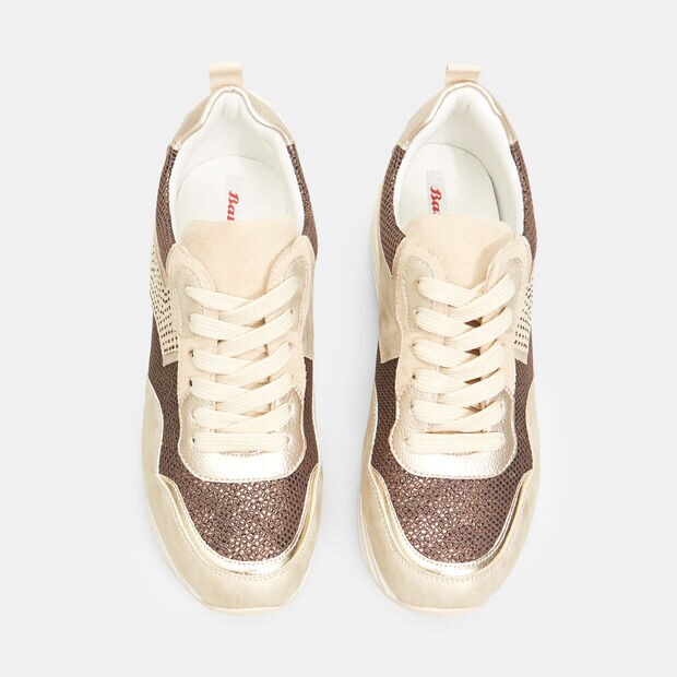 Sneaker da donna con suola platform e strass , Beige