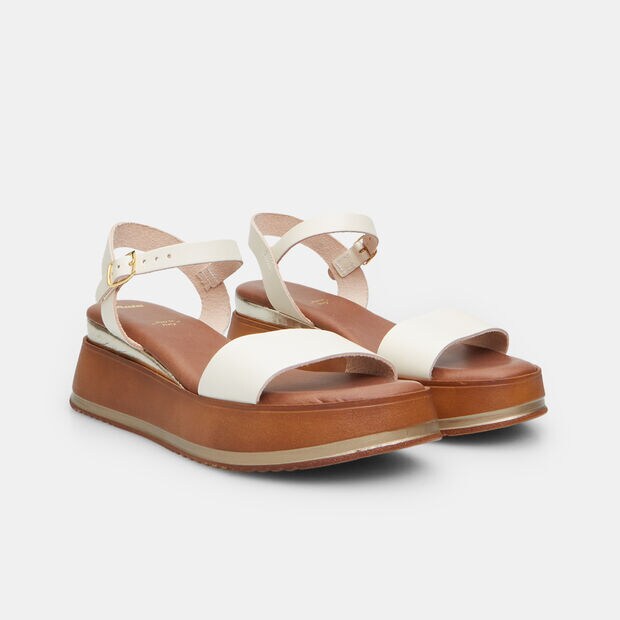 Sandalo da donna in pelle con suola platform 6 cm BATA, Bianco