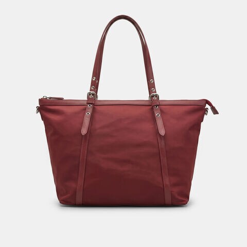 Borsa modello shopper con dettagli effetto saffiano Bata, Bordeaux