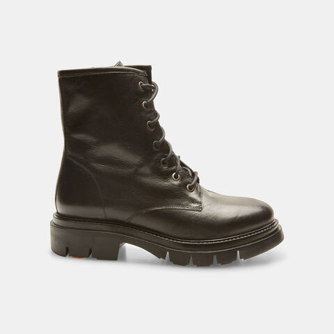 Anfibi in pelle da donna con suola track, Nero