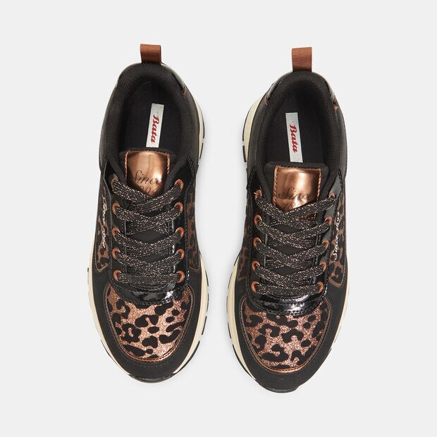 Sneaker da donna con stampa animalier e glitter , 