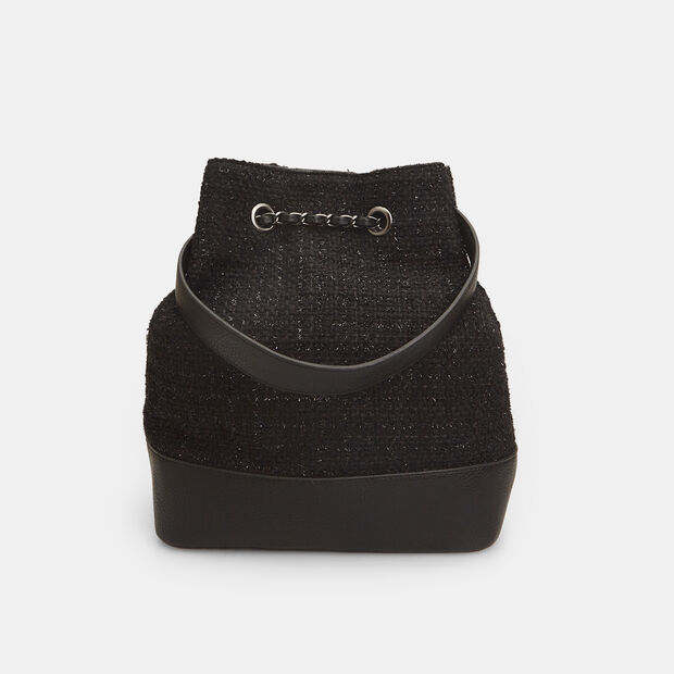 Borsa bucket da donna in tweed , Nero