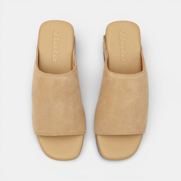 Mule da donna con tacco e fascia Bata, Tan