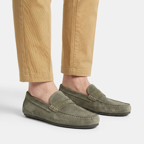 Mocassini da uomo in pelle, Verde