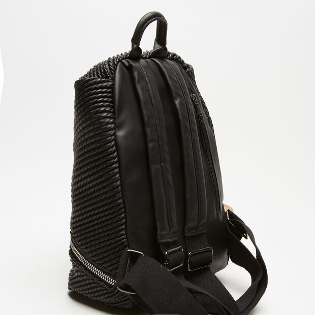 Zaino intrecciato con multi zip, Nero