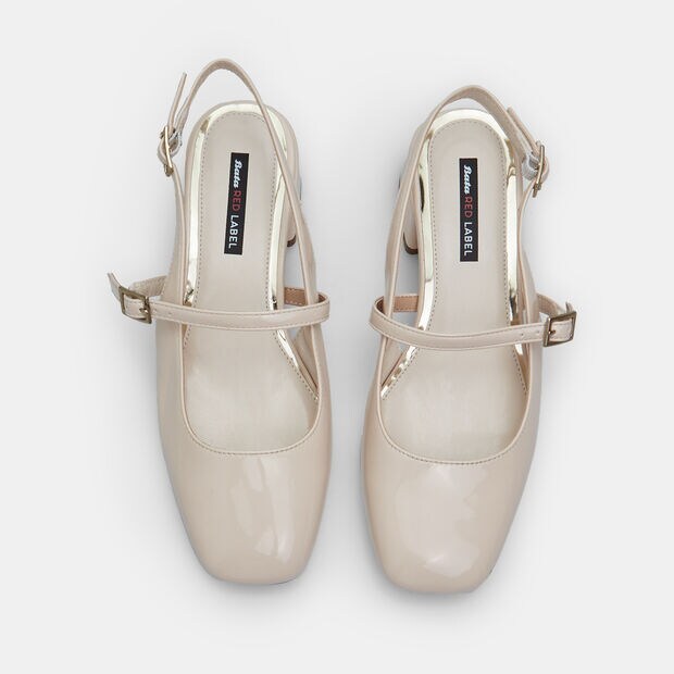 Slingback da donna in vernice Bata Red Label con tacco 3,5 cm , Beige