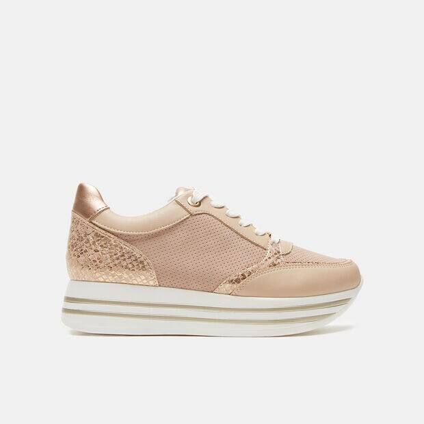Sneaker con suola platform, Nude