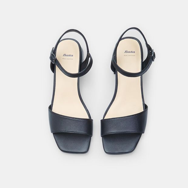 Sandali in pelle da Donna con tacco BATA, Nero