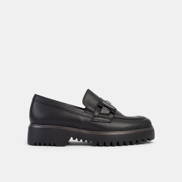 Damskie sk&oacute;rzane loafers Gabor, czarny