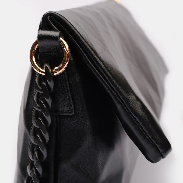 Damska torebka crossbody z wystającym wzorem, czarny