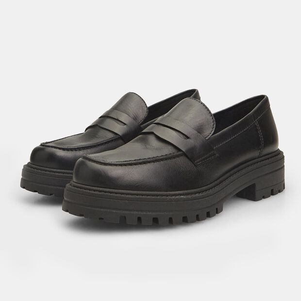 Damskie sk&oacute;rzane penny loafers Bata, czarny