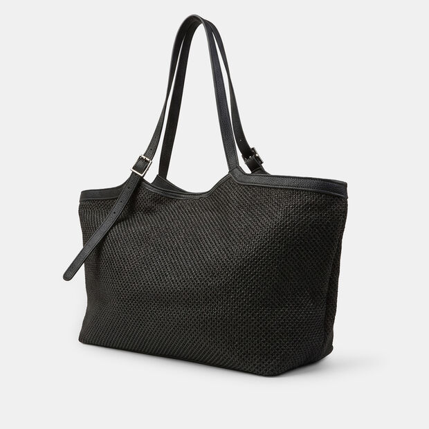 Torba shopper damska z rafii Bata, czarny