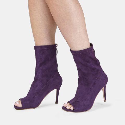 Stylowe botki damskie BATA na obcasie, fioletowy
