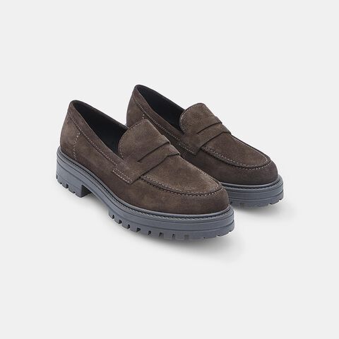 Damskie mokasyny z nubuku Baťa, brązowy