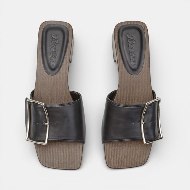 Damskie mule Bata z paskiem i klamrą, czarny